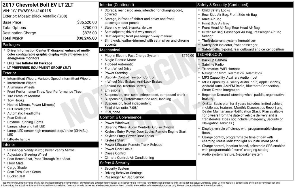 2017 Chevrolet Bolt EV LT