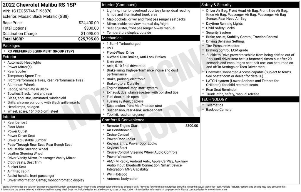 2022 Chevrolet Malibu RS