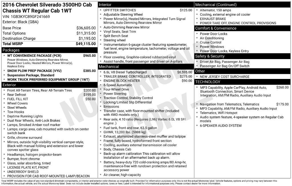 2016 Chevrolet Silverado 3500 HD Chassis Cab Work Truck