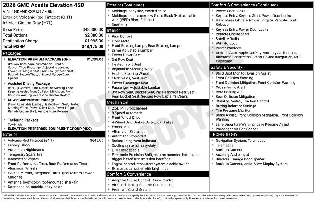 2026 GMC Acadia Elevation