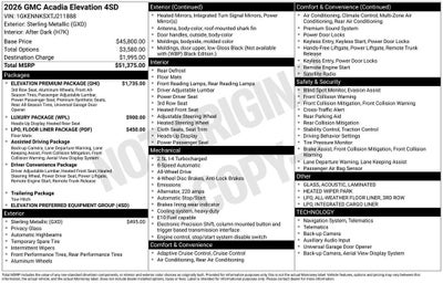 2026 GMC Acadia Elevation