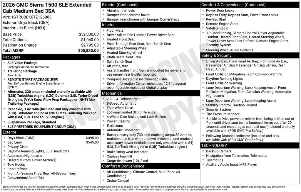 2026 GMC Sierra 1500 SLE