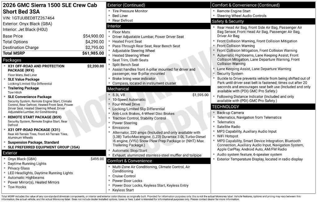 2026 GMC Sierra 1500 SLE