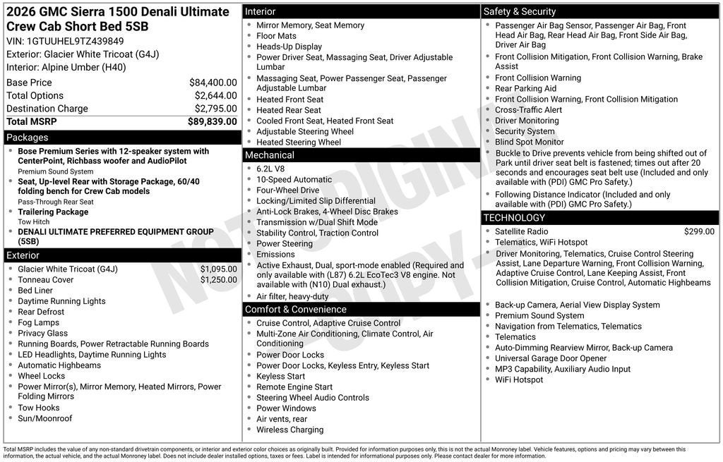 2026 GMC Sierra 1500 Denali Ultimate