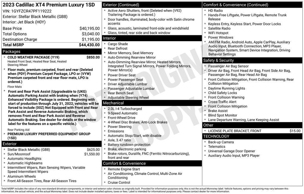 2023 Cadillac XT4 Premium Luxury