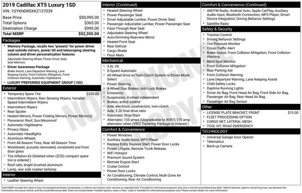 2019 Cadillac XT5 Luxury AWD
