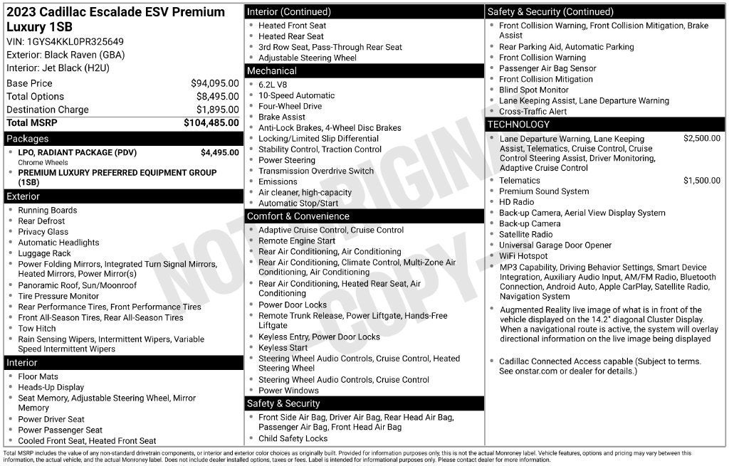 2023 Cadillac Escalade ESV 4WD Premium Luxury