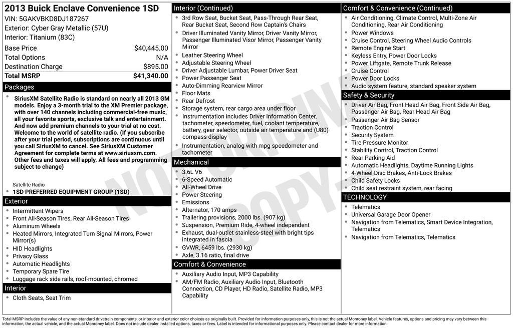 2013 Buick Enclave Convenience